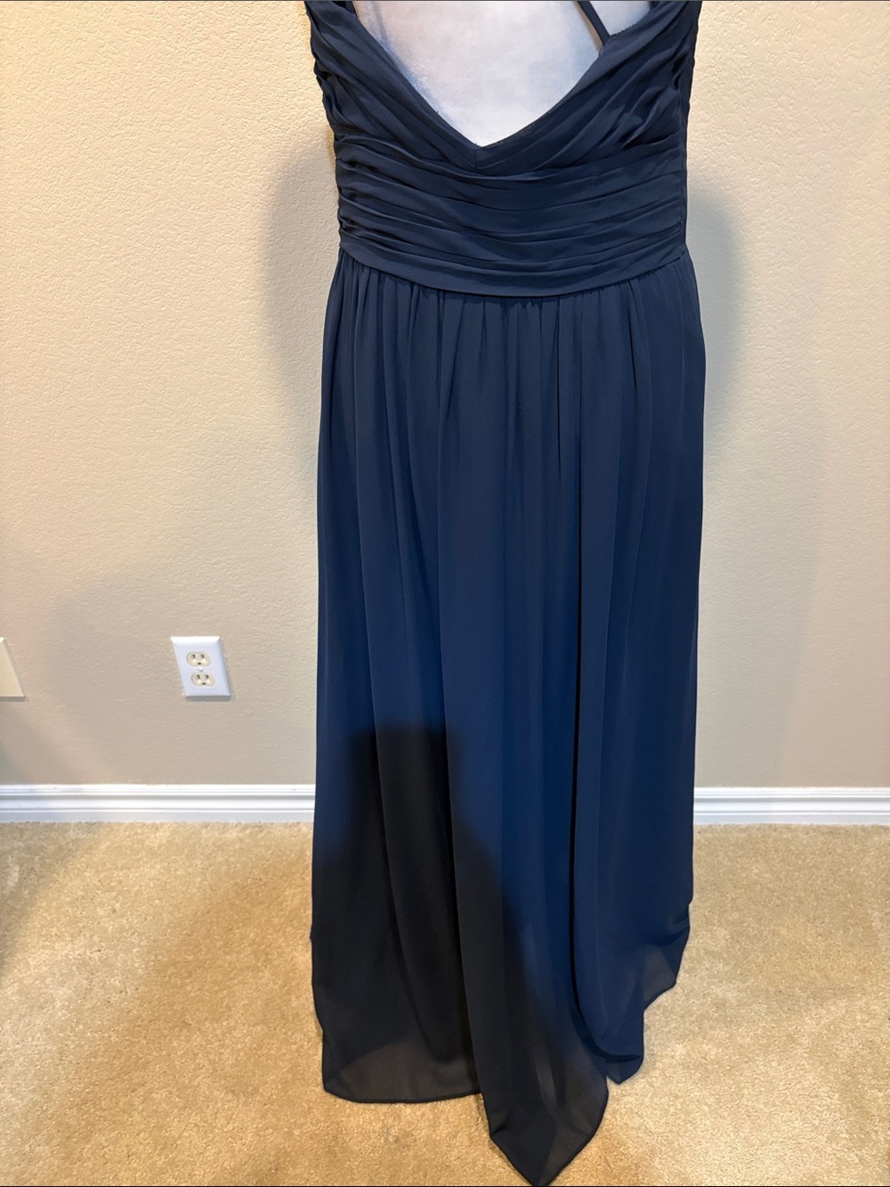 Camille La Vie One-Shoulder Navy Blue Chiffon Gown-Size 10 - Picture 10 of 16